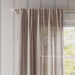 Open Box - Threshold - 54"x108" Light Filtering Textural Sheer Curtain Pa Brown